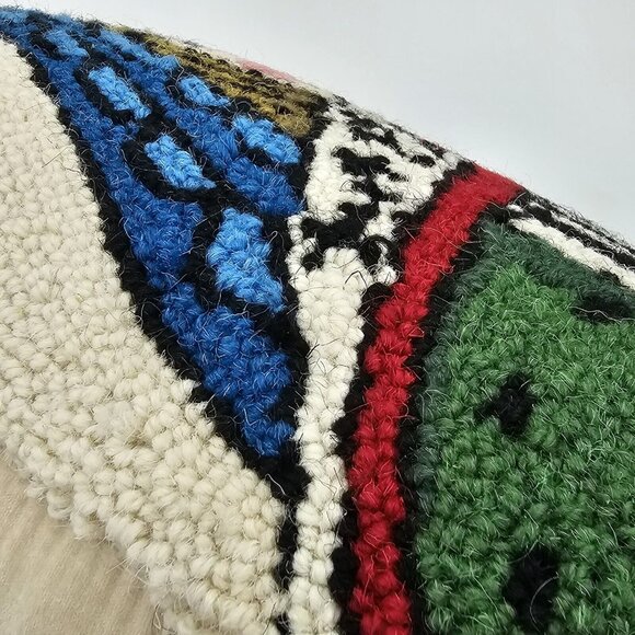 Vintage Queen Of Hearts Needlepoint Wool Throw Pillow Novelty Casino Art Deco - Picture 8 of 14